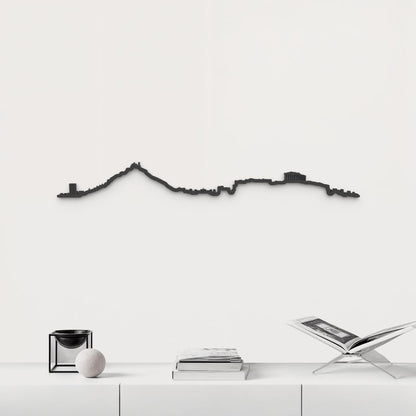 Silueta skyline de Athens en madera de abedul color negro para decoración mural.