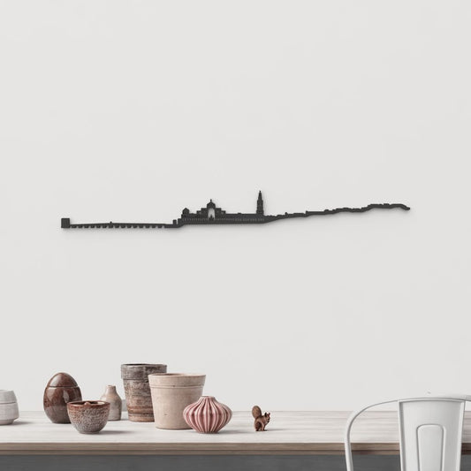 Silueta skyline de Córdoba en madera color negro para decoración mural.