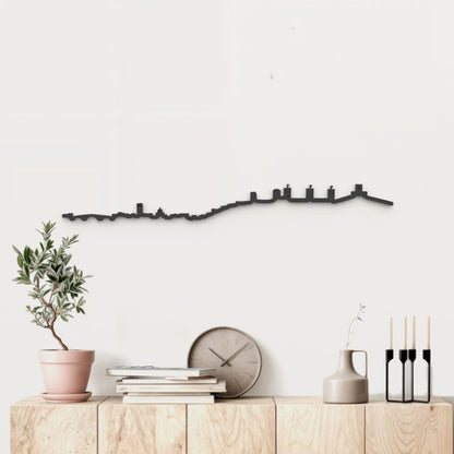 Silueta skyline de Molina de Aragón en madera color negro para decoración mural.