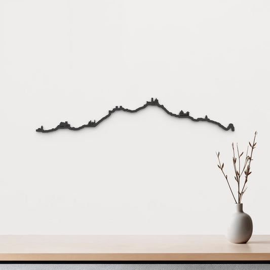 Silueta skyline de Sintra en madera de abedul color negro para decoración mural.