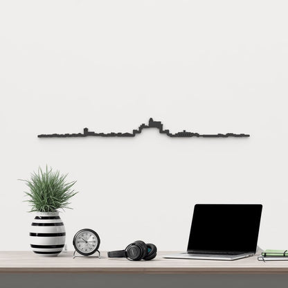 Silueta skyline de Turégano en madera de abedul color negro para decoración mural.