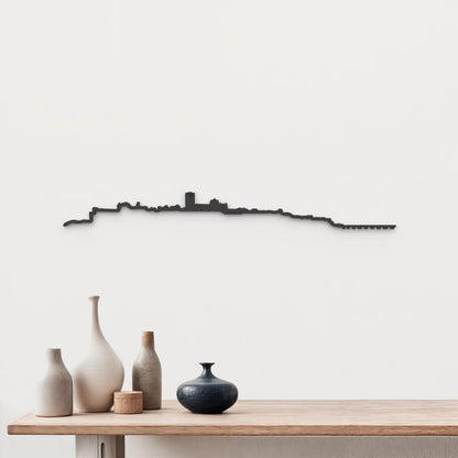 Silueta skyline de Zamora en madera de abedul color negro para decoración mural.