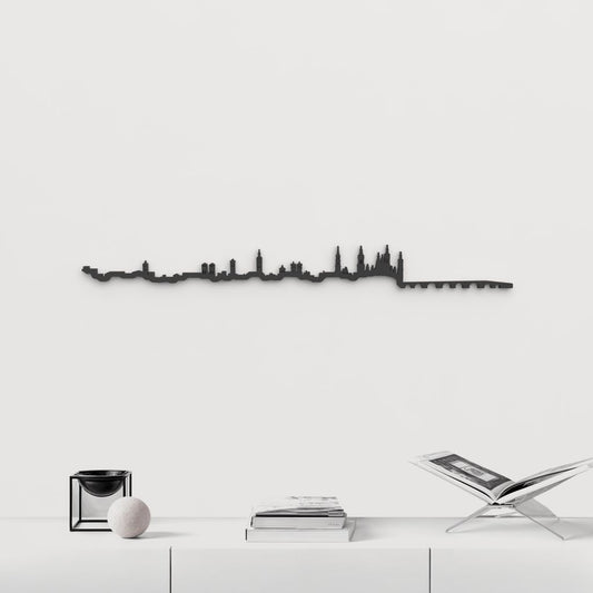 Silueta skyline de Zaragoza en madera de abedul color negro para decoración mural.