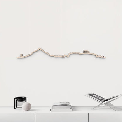 Silueta skyline de Athens en madera de abedul natural para decoración mural.