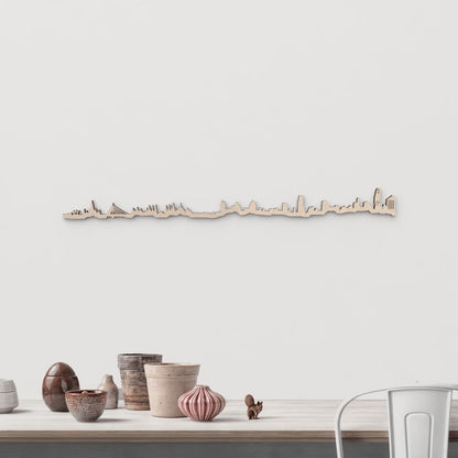 Skyline Bangkok en madera natural para decoración mural.