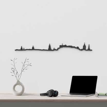 Skyline Edimburgo de madera negra, silueta decorativa de pared.