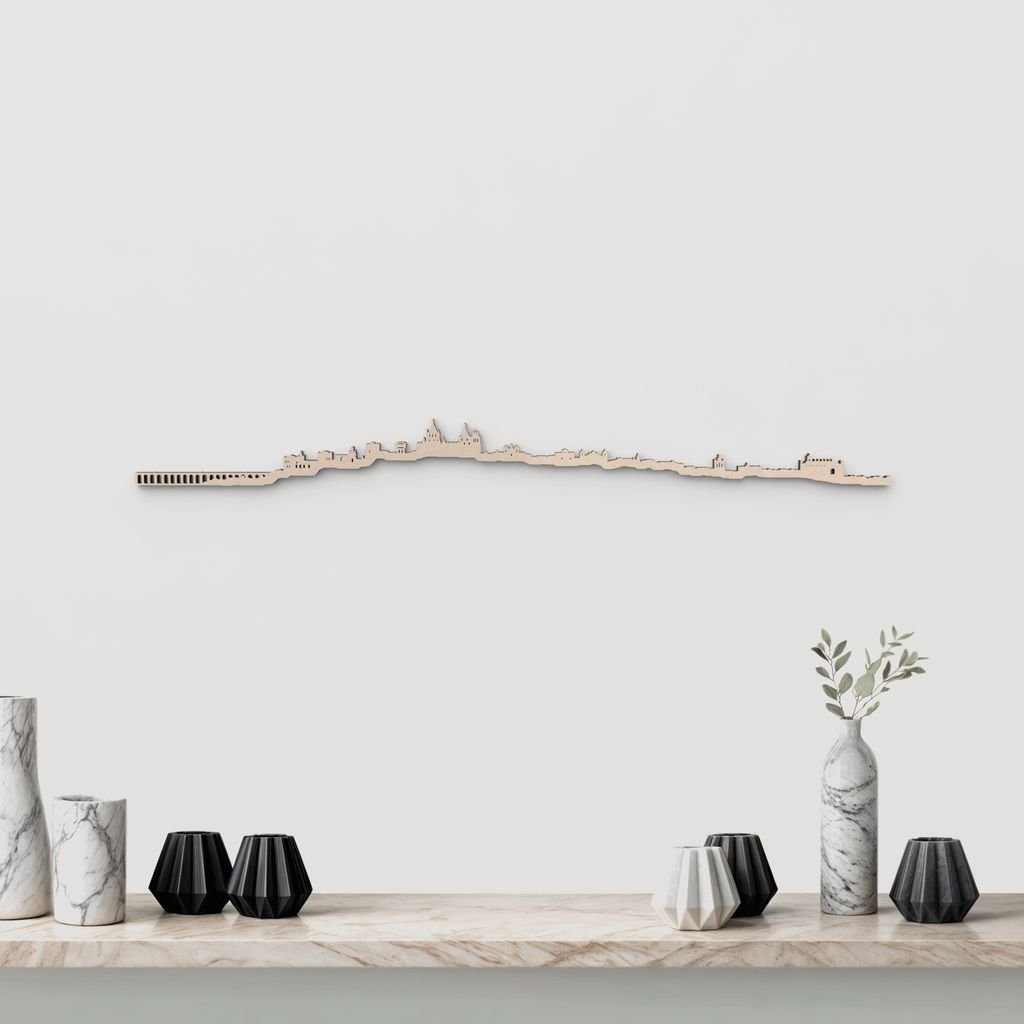 Skyline Évora en madera natural para decoración mural.