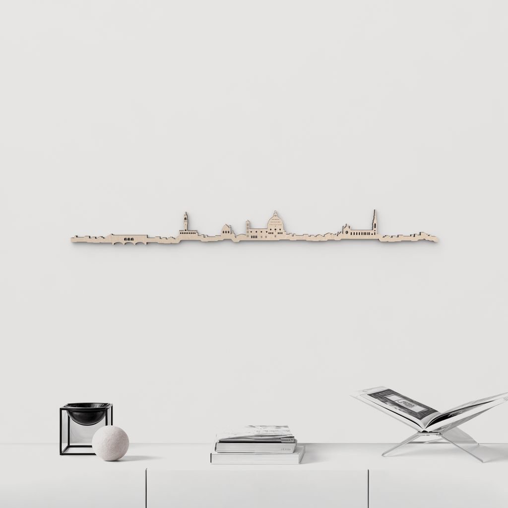 Silueta skyline de Florencia en madera negra con la Cattedrale di Santa Maria del Fiore.