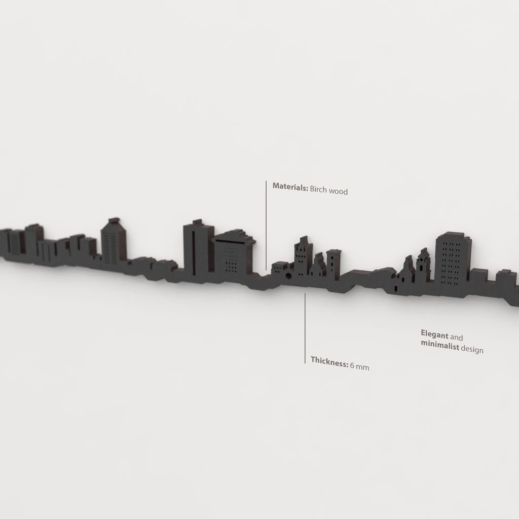 Skyline Génova skyline in wood - Skylinecity