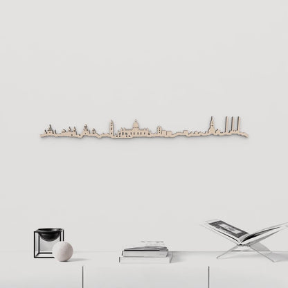 Skyline Jerez de la Frontera en madera natural para decoración mural.