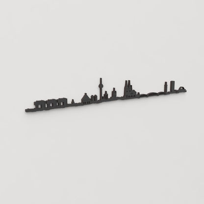 Silueta skyline de Köln en madera de abedul natural para decoración mural.