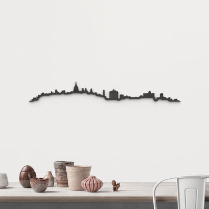 Skyline La Habana de madera negra, silueta decorativa de pared.