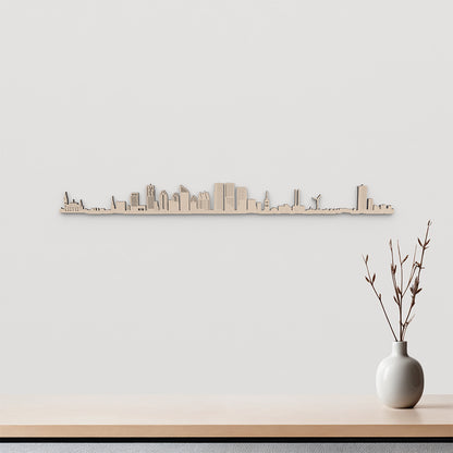 Skyline La Haya en madera natural para decoración mural.
