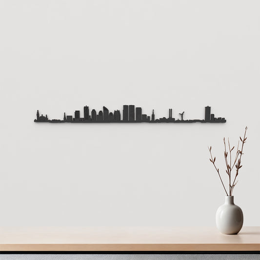 Skyline La Haya de madera negra, silueta decorativa de pared.