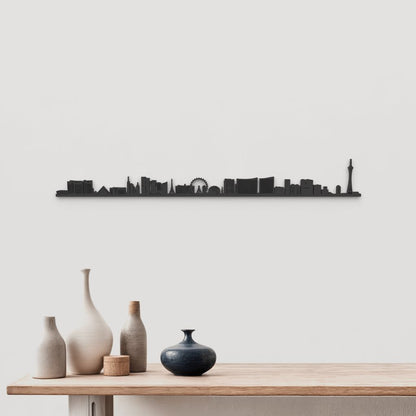 Skyline Las Vegas de madera negra, silueta decorativa de pared.