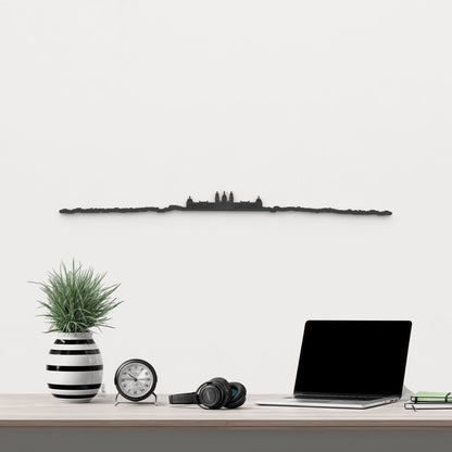 Skyline Mafra de madera negra, silueta decorativa de pared.