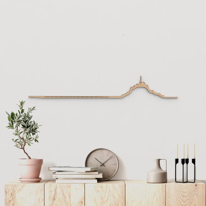 Skyline Mont Saint-Michel de madera marrón para decoración de pared.