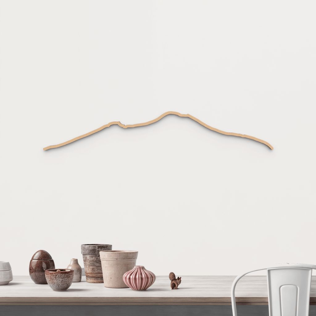 Skyline Monte Vesubio de madera marrón para decoración de pared.