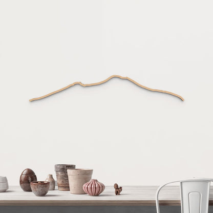 Skyline Monte Vesubio de madera marrón para decoración de pared.