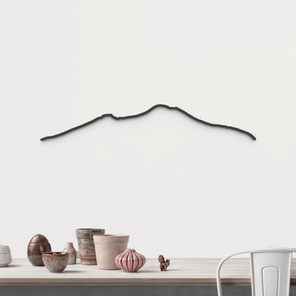Skyline Monte Vesubio de madera negra, silueta decorativa de pared.