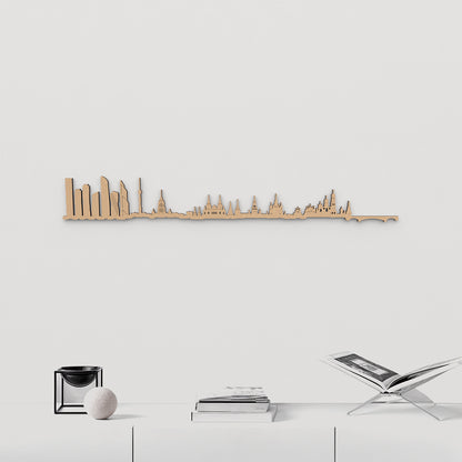 Skyline Moscú de madera marrón para decoración de pared.