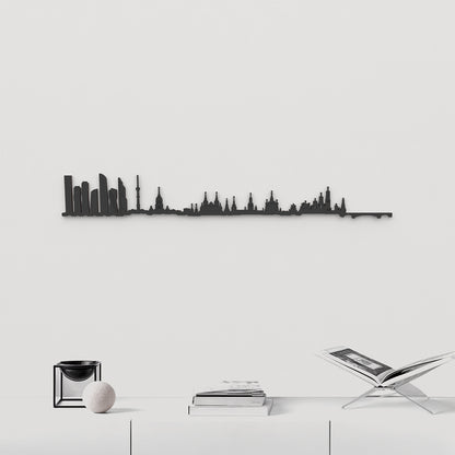 Skyline Moscú de madera negra, silueta decorativa de pared.