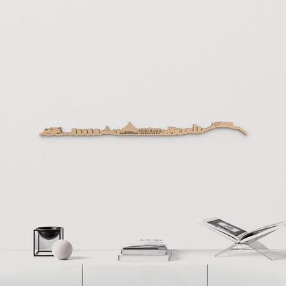 Skyline Nápoles de madera marrón para decoración de pared.