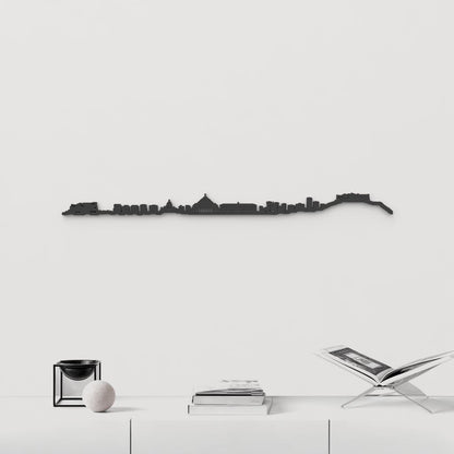 Skyline Nápoles de madera negra, silueta decorativa de pared.