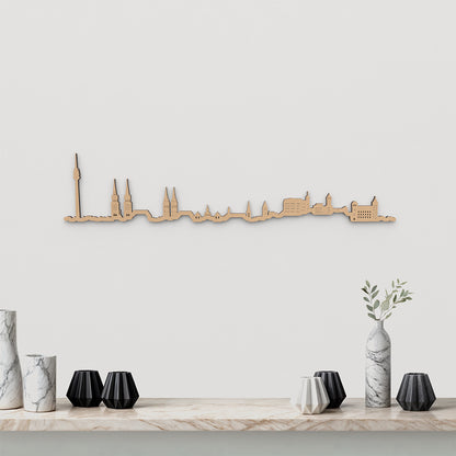 Skyline Nuremberg de madera marrón para decoración de pared.
