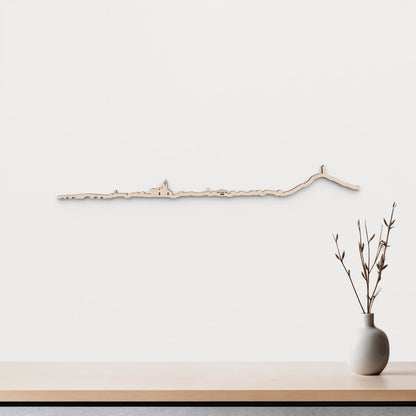 Skyline Palencia en madera natural para decoración mural.