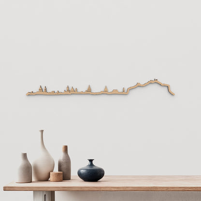 Skyline Palermo de madera marrón para decoración de pared.