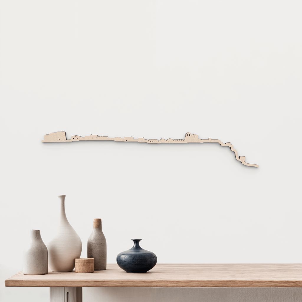 Skyline Rello en madera natural para decoración mural.