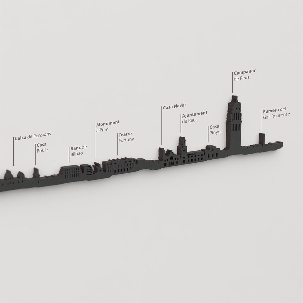 Skyline Reus – detalle de Casa Navàs en madera negra.