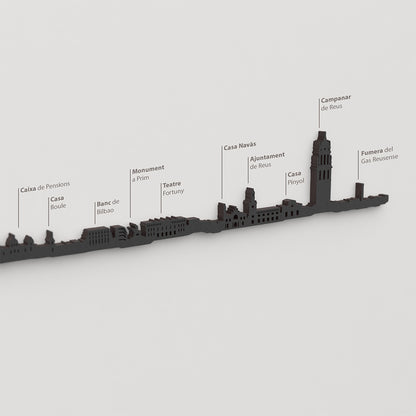 Skyline Reus – detalle de Casa Navàs en madera negra.