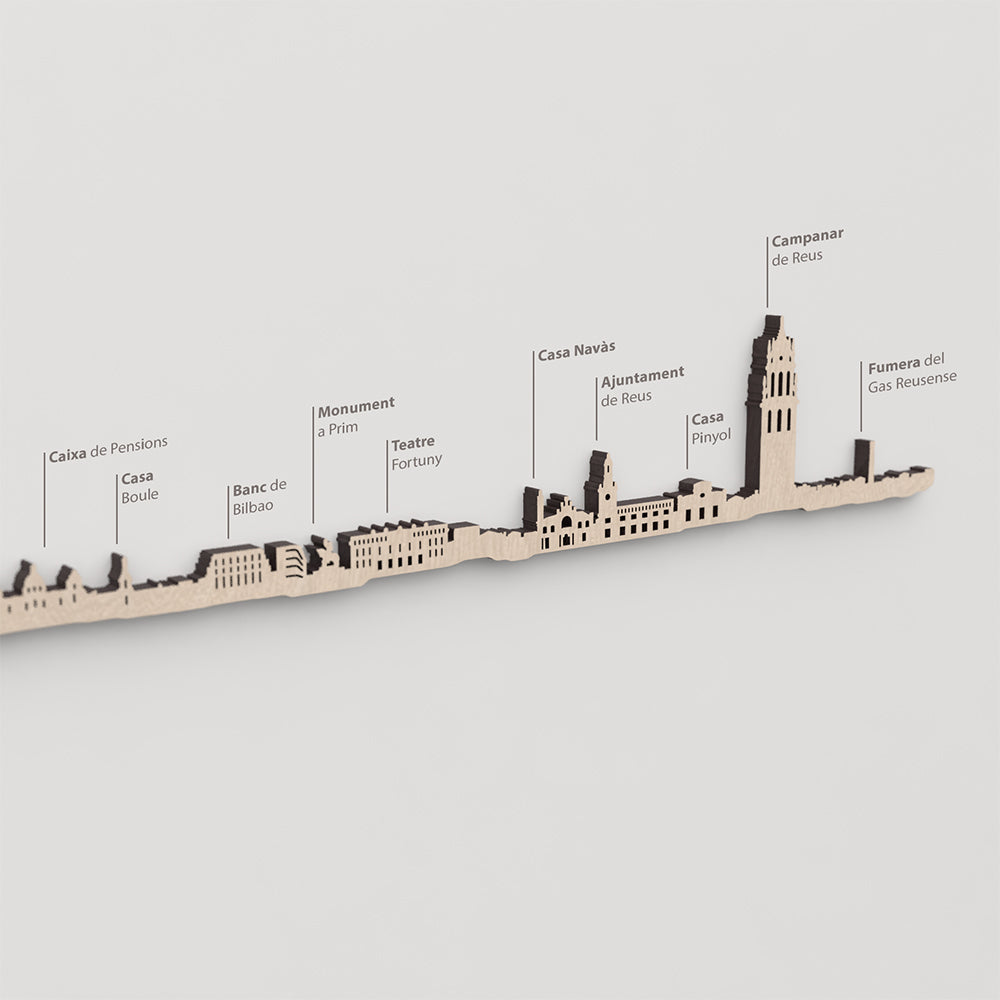 Skyline Reus – primer plano de Teatre Fortuny en madera natural.