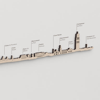 Skyline Reus – primer plano de Teatre Fortuny en madera natural.