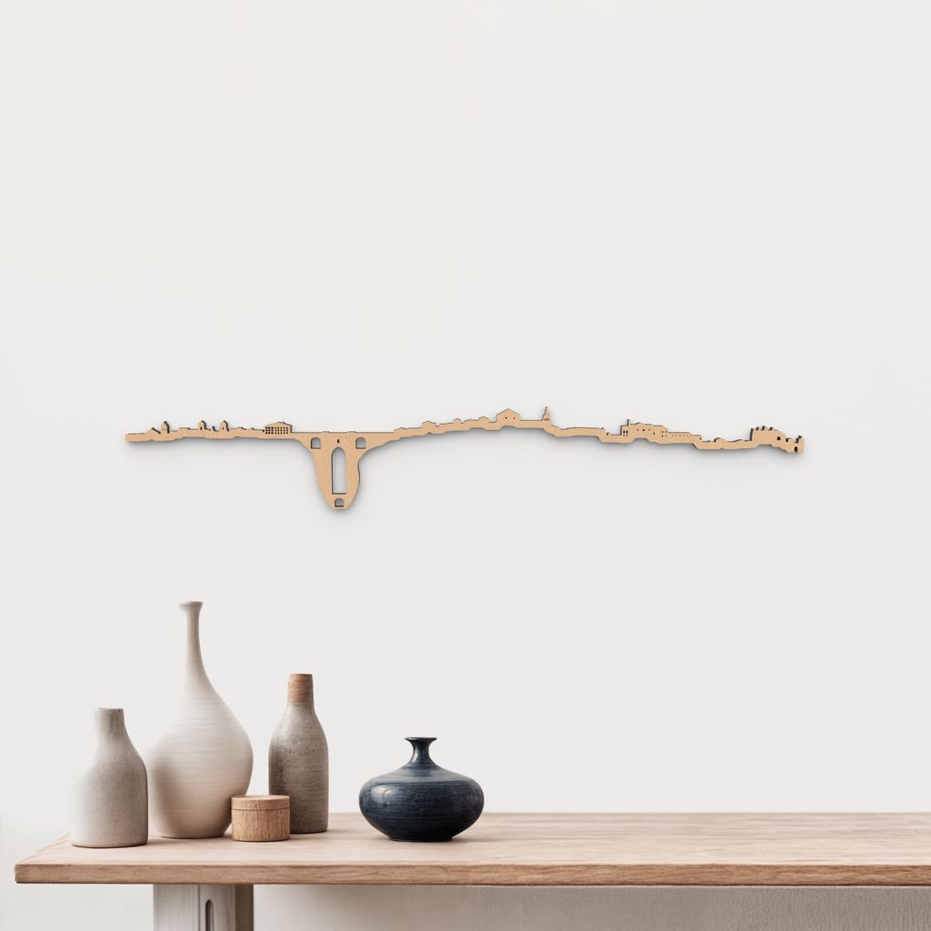 Skyline Ronda de madera marrón para decoración de pared.