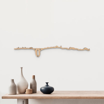 Skyline Ronda de madera marrón para decoración de pared.