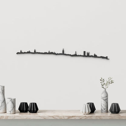 Skyline Saint Andrews de madera negra, silueta decorativa de pared.