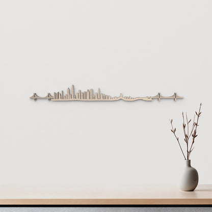 Skyline San Francisco en madera natural para decoración mural.