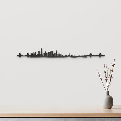 Skyline San Francisco de madera negra, silueta decorativa de pared.