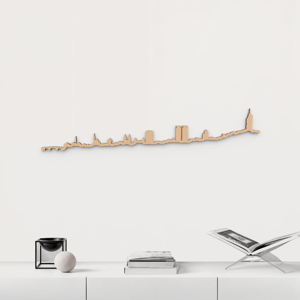 Skyline Sarajevo de madera marrón para decoración de pared.