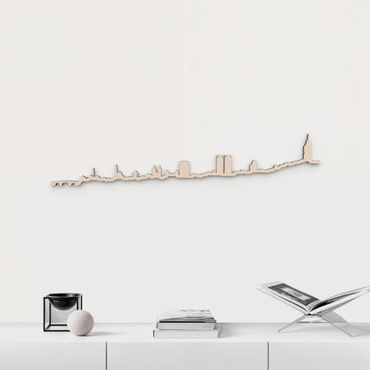 Skyline Sarajevo en madera natural para decoración mural.