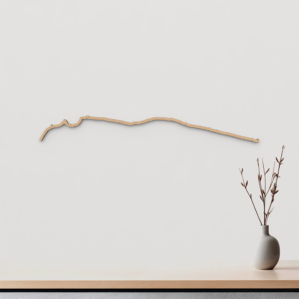 Skyline Sella del Diavolo de madera marrón para decoración de pared.