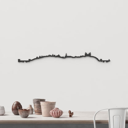 Skyline Toledo de madera negra, silueta decorativa de pared.