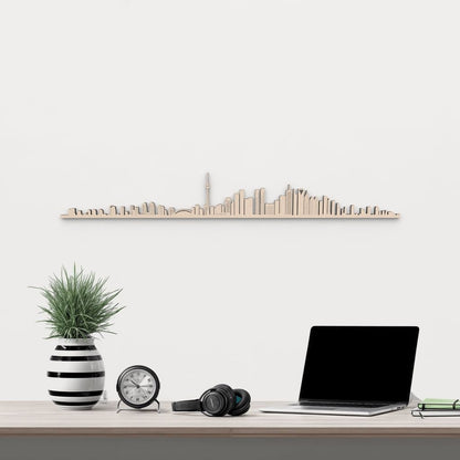 Silueta skyline de Toronto en madera de abedul natural para decoración mural.