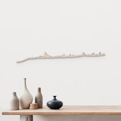 Silueta skyline de Úbeda en madera de abedul natural para decoración mural.