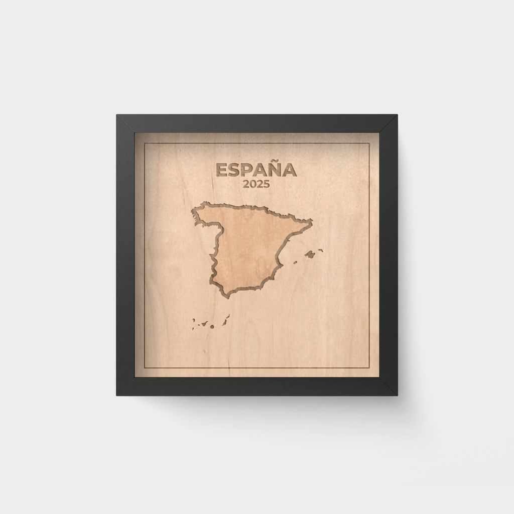 City Map Silueta España en Madera – Cuadro Personalizado 20x20