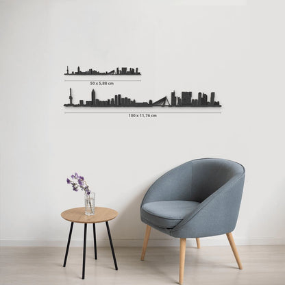 Medidas del skyline de Rotterdam en madera, ideal para colgar en pared.