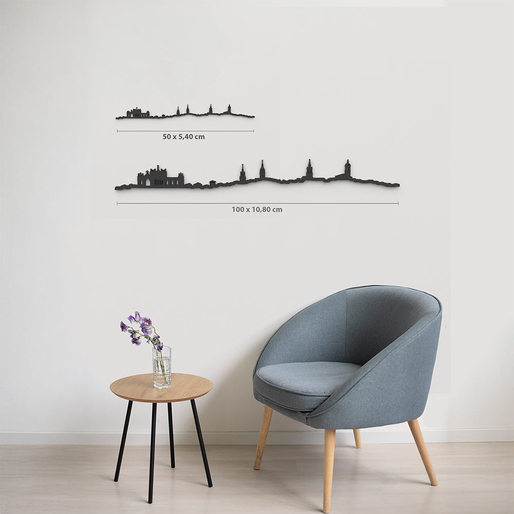 Medidas del skyline de Vitoria en madera, ideal para colgar en pared.